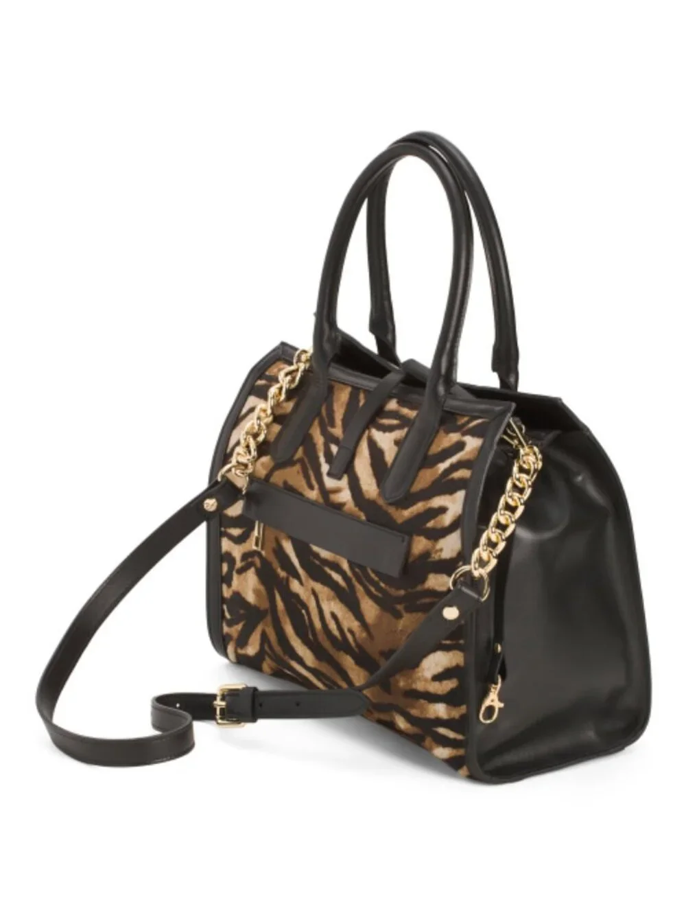 CAVALCANTI Made In Italy Haircalf Square Zip And Turn Lock Satchel